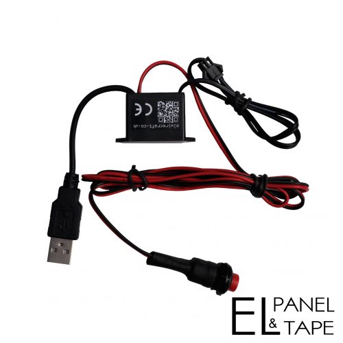 4.5V USB water resistant driver with or without a switch. Suitable to make 10 - 100 square centimetres of el panel or tape glow.