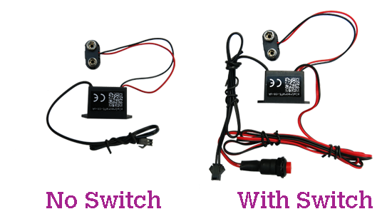 9v Driver with or without switch to drive up to 100cm2 of electrolumescent panel or up to 5m of EL Wire